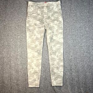 Spanx Jeanish Ankle Leggings Womens L Gray Stone Wash Camo Jeans Slimming Pants